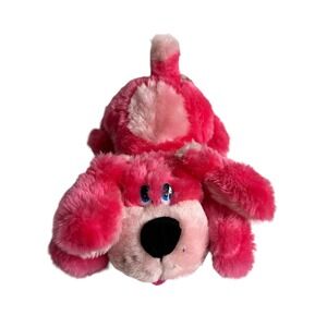 Calplush Pink Fuchsia Dog Puppy Laying Down Vtg Stuffed Animal Pluh